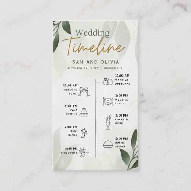 Tarjeta De Recepción Línea de tiempo boda (Anverso)