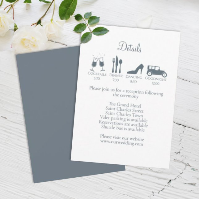 Tarjeta De Recepción Línea de tiempo boda con detalles Bodas azul turbi (Subido por el creador)