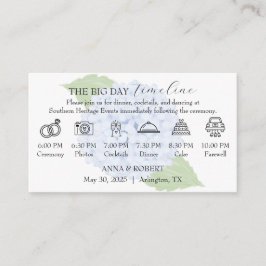 Tarjeta De Recepción Línea de tiempo del Boda de acuarela de Hydrangea 