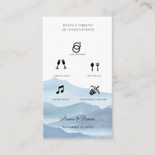 Tarjeta De Recepción Línea de tiempo del Boda de color azul moderno