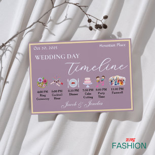 Tarjeta De Recepción Línea de tiempo minimalista elegante del Boda clás