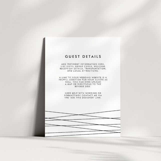 Tarjeta De Recepción Lineación | Detalles del invitado de Boda blanco y (Subido por el creador)