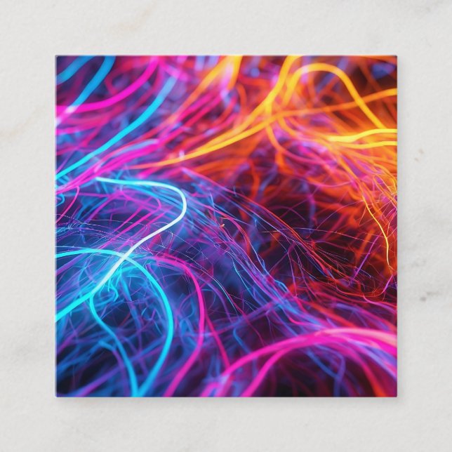 Tarjeta De Recepción Líneas de Neon (Anverso)