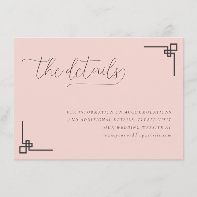 Tarjeta De Recepción Líneas Geométricas Rosa Elegantes (Anverso)
