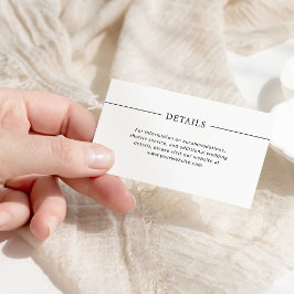 Tarjeta De Recepción Líneas modernas | Detalles del Boda blanco y negro