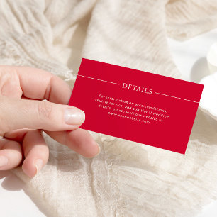 Tarjeta De Recepción Líneas modernas   Detalles del Boda Cherry Red