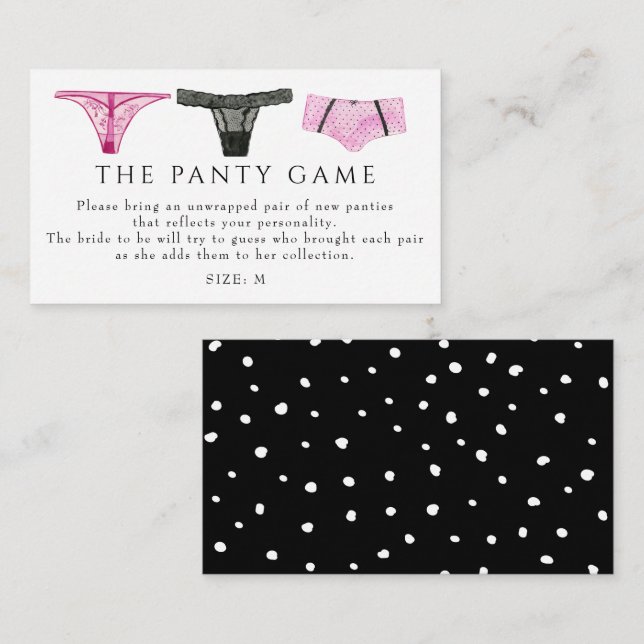 Tarjeta De Recepción Lingerie Panties Game Bridal Shower (Anverso / Reverso)
