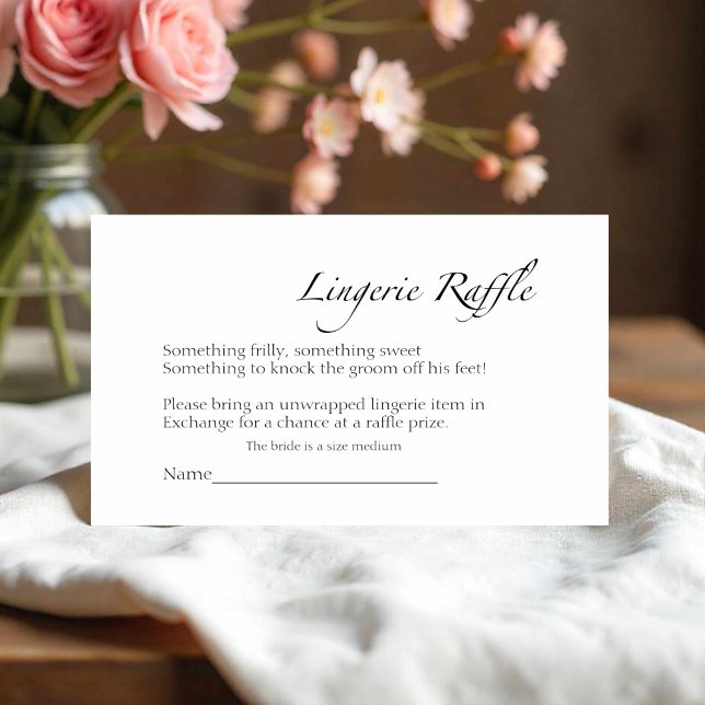 Tarjeta De Recepción Lingerie Raffle | Ducha de novia negra y blanca (Subido por el creador)