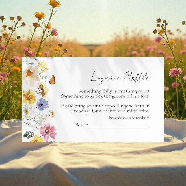 Tarjeta De Recepción Lingerie Raffle | Ducha nupcial del Boho Wildflowe (Subido por el creador)