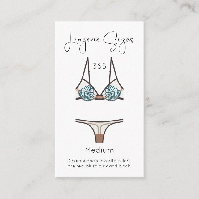 Tarjeta De Recepción Lingerie Size Moderne Bridal Shower Insert Card (Anverso)
