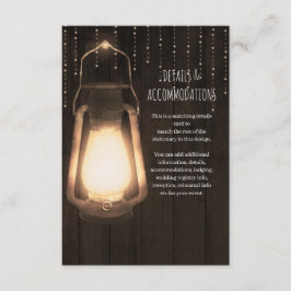 Tarjeta De Recepción Linterna Rústica y Luces Detalles de Boda de Mader
