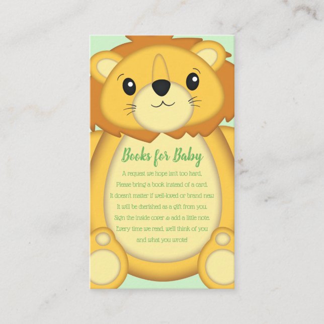 Tarjeta De Recepción Lion Baby Shower Safari (Anverso)