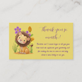 Tarjeta De Recepción Lion Cub Baby Shower Gracias