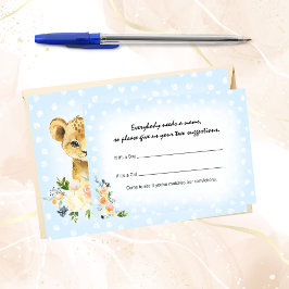 Tarjeta De Recepción Lion Cub Blue Baby Nombre Sugiere Juego de Ducha