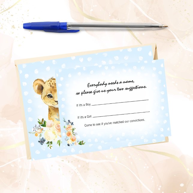 Tarjeta De Recepción Lion Cub Blue Baby Nombre Sugiere Juego de Ducha (Subido por el creador)