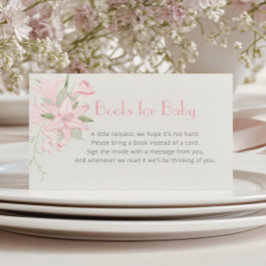 Tarjeta De Recepción Lirio Rosa Green deja libros de Baby Shower para b