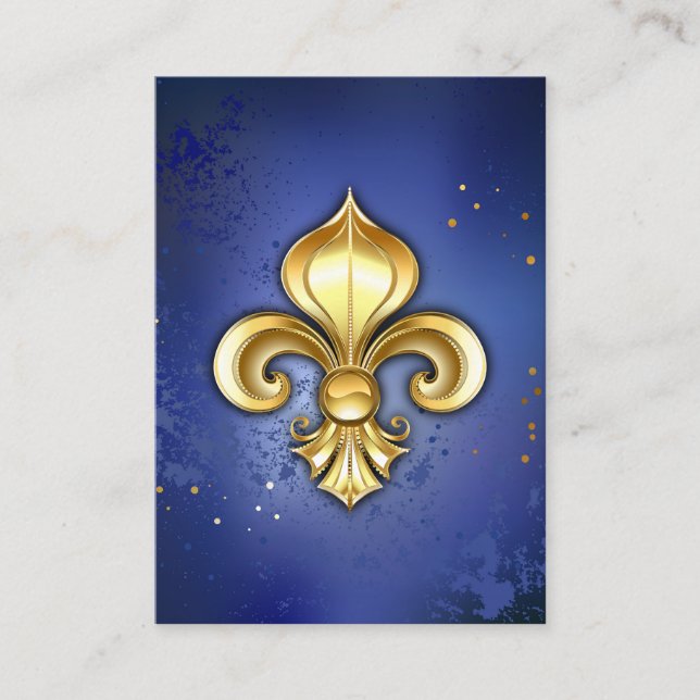 Tarjeta De Recepción Lirios de oro sobre azul (Anverso)