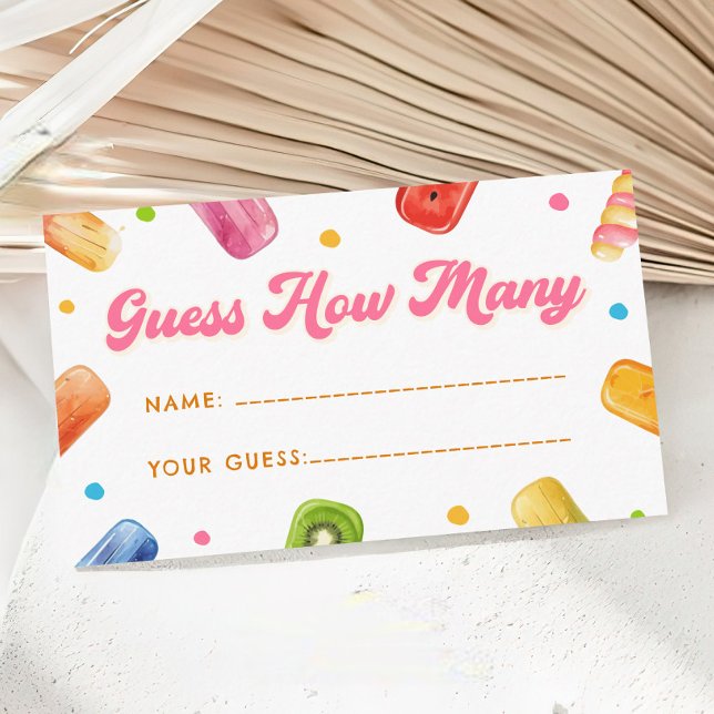 Tarjeta De Recepción Listo para usar Baby Shower Popsicle Adivina cuánt (Subido por el creador)