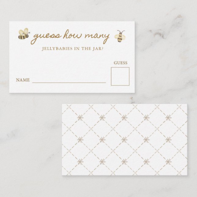 Tarjeta De Recepción Little Bee Baby Shower Adivina cuántos (Anverso / Reverso)