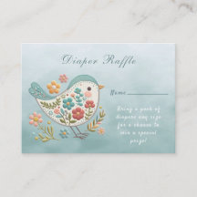 Little Bird Blue Pink Flowers Baby Shower