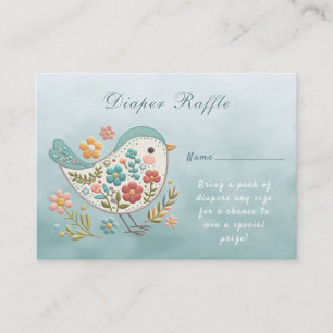 Tarjeta De Recepción Little Bird Blue Pink Flowers Baby Shower