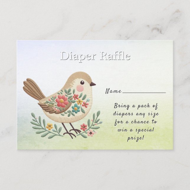 Tarjeta De Recepción Little Bird Floral Gold Baby Shower (Anverso)