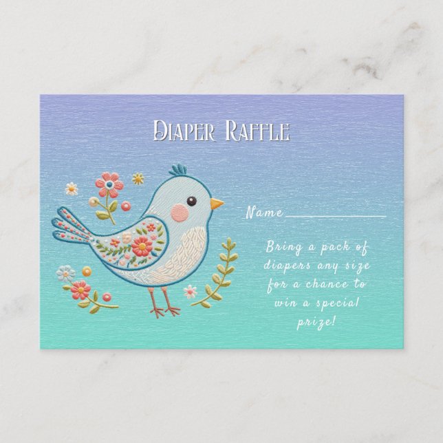 Tarjeta De Recepción Little Blue Bird Floral Baby Shower (Anverso)