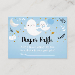 Tarjeta De Recepción Little Boo Blue Ghost Baby Shower Diaper Raffle