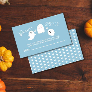 Tarjeta De Recepción Little Boo Blue Halloween Baby Diaper Raffle