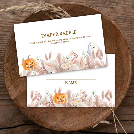 Tarjeta De Recepción Little Boo Boho Ghost Diaper Raffle Baby Shower