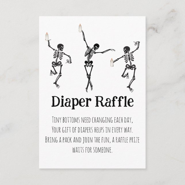 Tarjeta De Recepción Little Boo Dancing Skeletons Diaper Raffle Insert (Anverso)