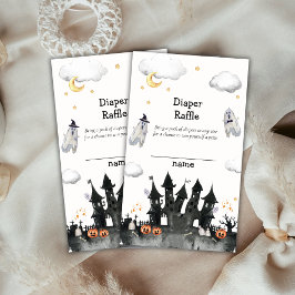Tarjeta De Recepción Little Boo Ghost House Diaper Raffle Baby Shower