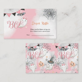 Tarjeta De Recepción Little Boo Ghost Rosa Baby Shower Diaper Raffle