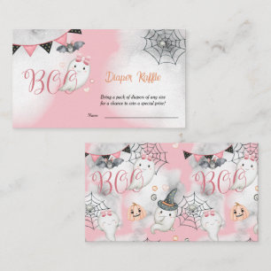 Tarjeta De Recepción Little Boo Ghost Rosa Baby Shower Diaper Raffle