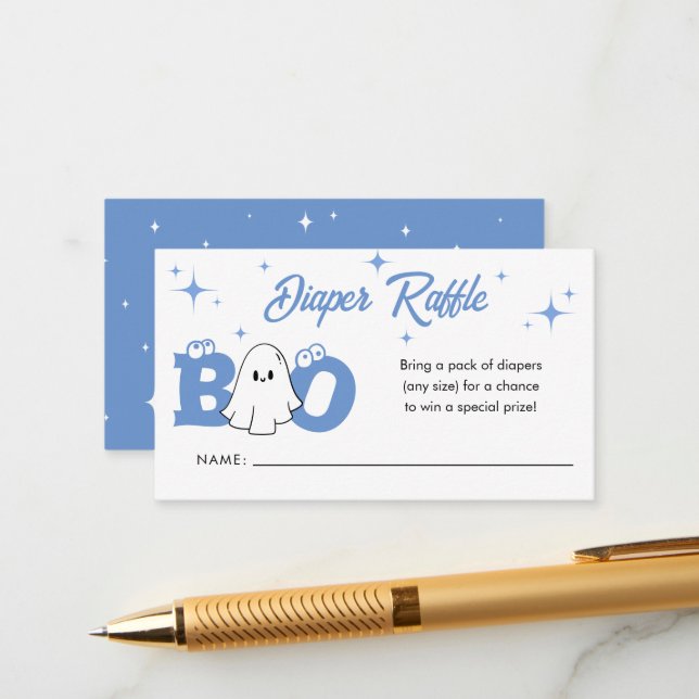 Tarjeta De Recepción Little Boo Halloween Baby Shower Diaper Raffle (Anverso/Reverso In Situ)