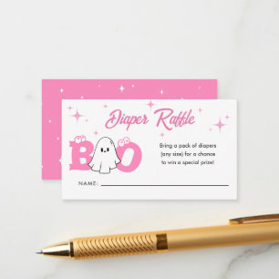 Tarjeta De Recepción Little Boo Halloween Baby Shower Diaper Raffle