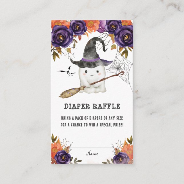 Tarjeta De Recepción Little Boo Halloween Baby Shower Diaper Raffle (Anverso)