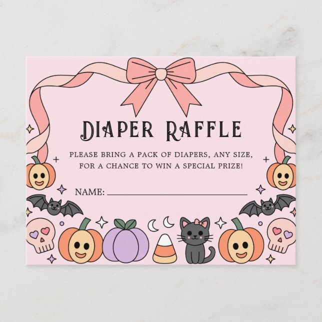 Tarjeta De Recepción Little Boo Halloween Coquette Diaper Raffle (Anverso)