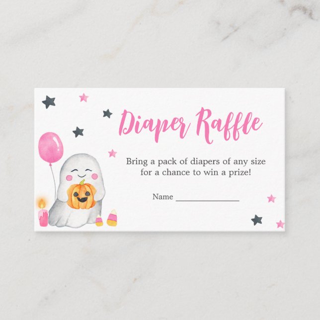 Tarjeta De Recepción Little Boo Pink Baby Shower Diaper Raffl (Anverso)