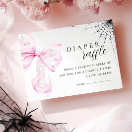 Tarjeta De Recepción Little Boo PINK Bow Baby Shower Diaper Raffle