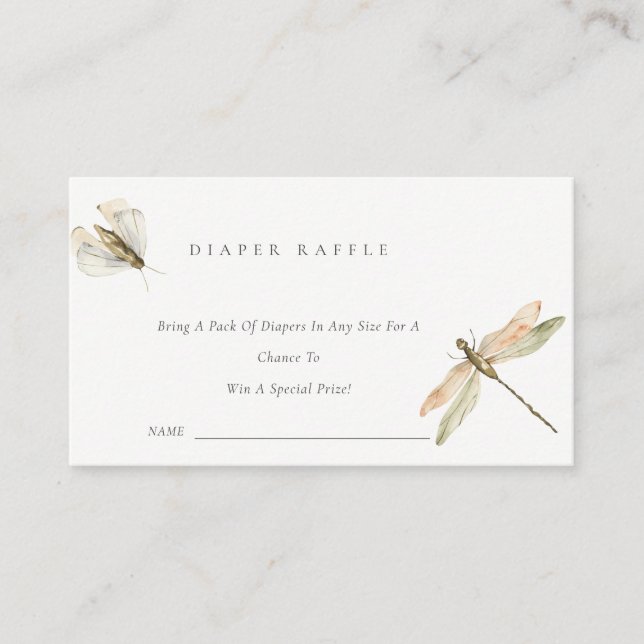 Tarjeta De Recepción Little Bug Dragonfly Diaper Raffle Baby Shower (Anverso)