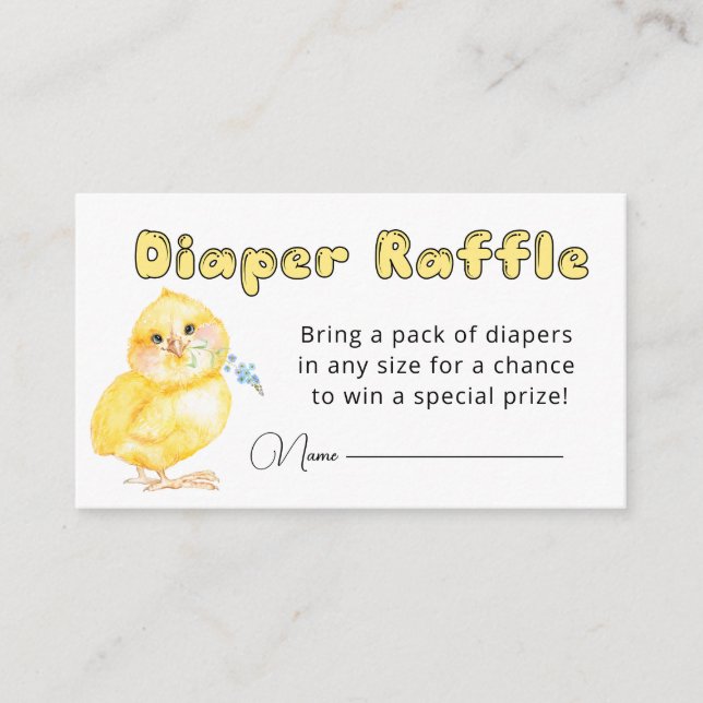 Tarjeta De Recepción Little Chick Baby Shower Diaper Raffle (Anverso)