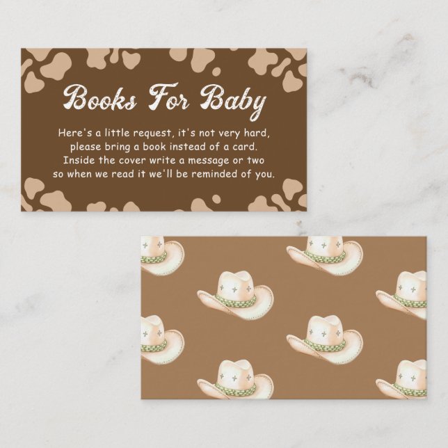 Tarjeta De Recepción Little Cowboy Rodeo Books Baby Shower (Anverso / Reverso)