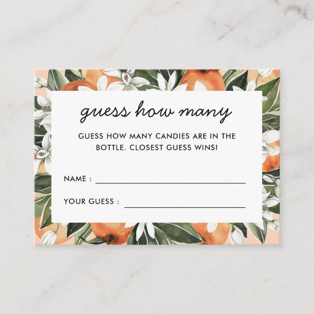 Tarjeta De Recepción Little Cutie Baby Shower adivina cuántos (Anverso)