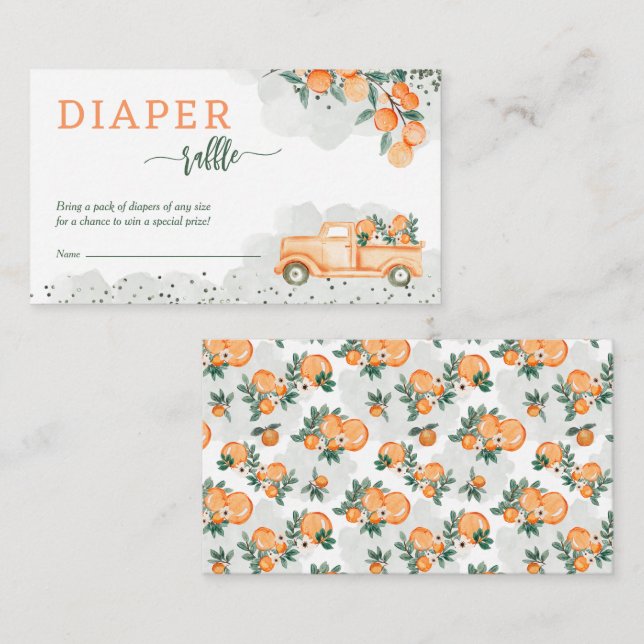 Tarjeta De Recepción Little Cutie Baby Shower Diaper Raffle (Anverso / Reverso)