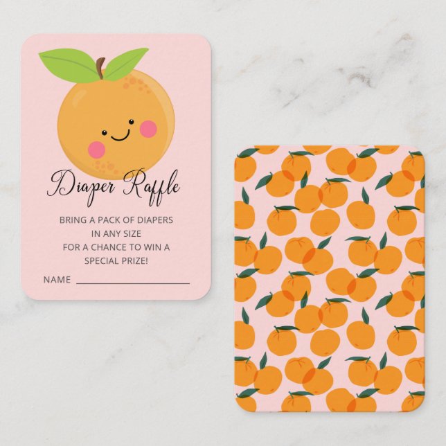 Tarjeta De Recepción Little Cutie Baby Shower Diaper Raffle (Anverso / Reverso)