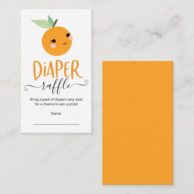 Tarjeta De Recepción Little Cutie Citrus Baby Shower Diaper Raffle (Anverso / Reverso)