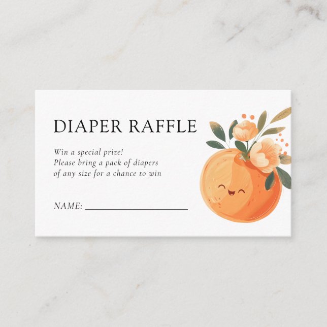 Tarjeta De Recepción Little Cutie Citrus Baby Shower Diaper Raffle (Anverso)