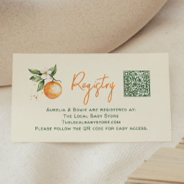 Tarjeta De Recepción Little Cutie Citrus Baby Shower Registry Código QR