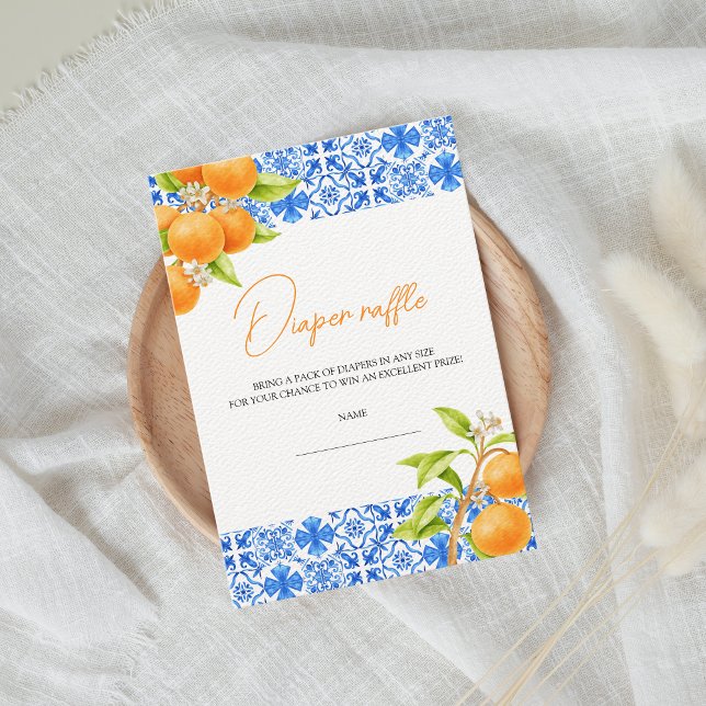 Tarjeta De Recepción Little Cutie Citrus Diaper Raffle Baby Shower (little cutie is on the way diaper raffle baby shower enclosure card)
